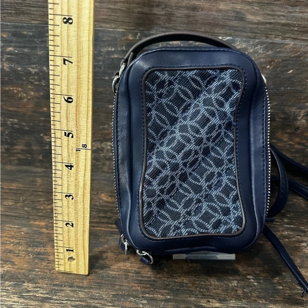 Navy Blue Crossbody Bag with Ornate Detailing
